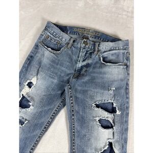 American Eagle Core Flex Distressed Denim Patch Mens Slim Straight 29X32